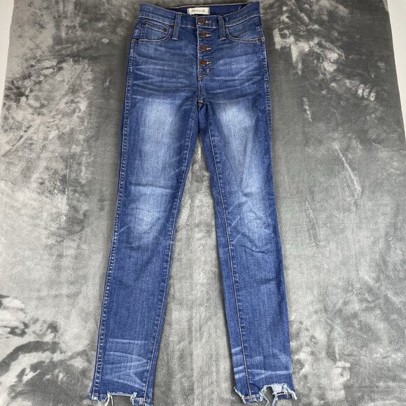 Madewell Denim - Madewell Womens 10” High-Rise Skinny Blue Denim Distressed Jeans Size 24
